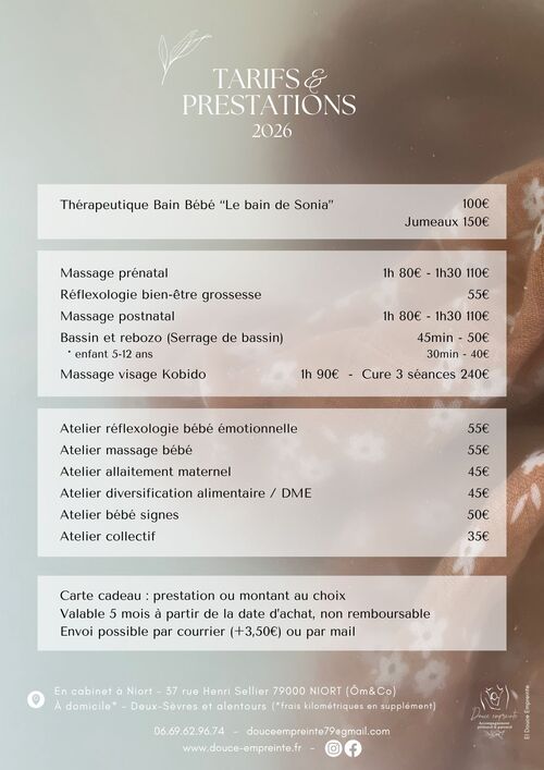 tarifs douce empreinte niort