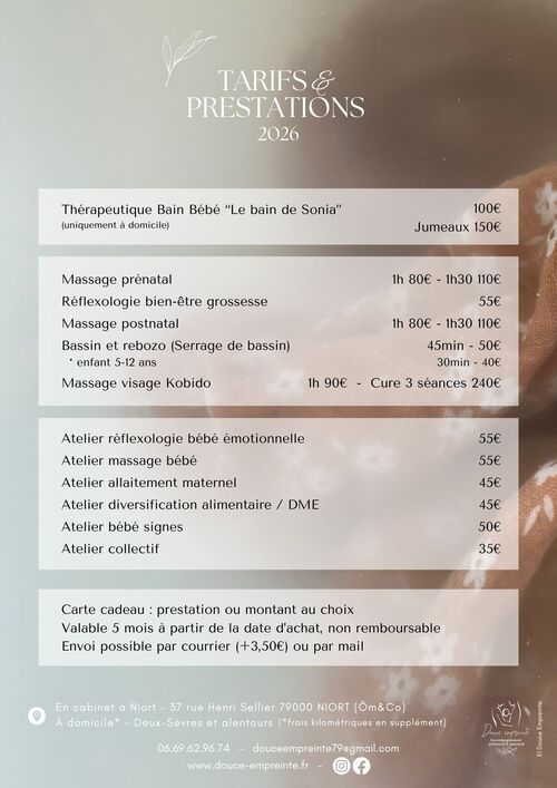 tarifs douce empreinte niort
